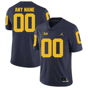 Mens Michigan Wolverines Navy Customized College Football Jersey